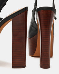 SCOTLYN Stacked Black Leather Mary-Mary Platform Women's Block Heel | Steve Madden Sale
