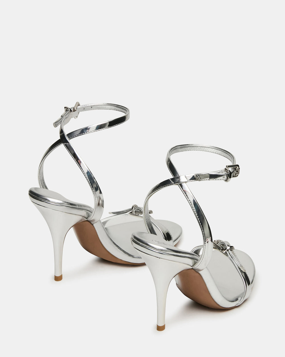 FOXX Silver Strappy Stiletto Open-Toe Women's Heel | Steve Madden for Sale