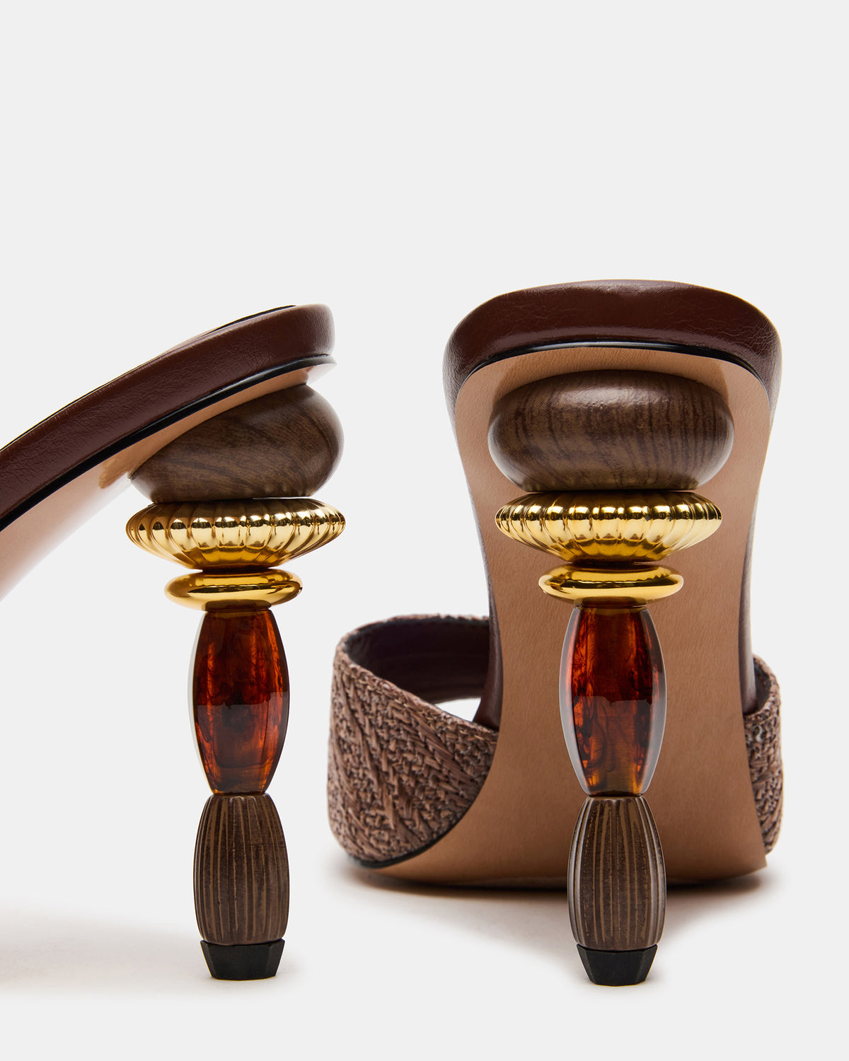 SIA Brown Square-Toe Mule Sculptured Beaded Women's Heel | Steve Madden discount