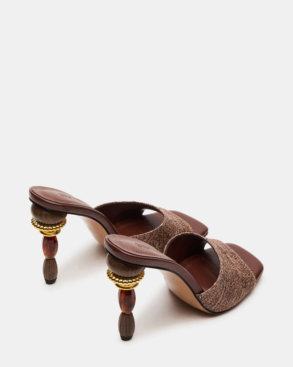 SIA Brown Square-Toe Mule Sculptured Beaded Women's Heel | Steve Madden discount