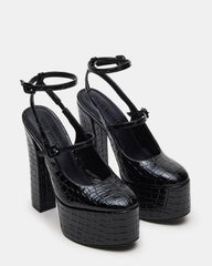 SCOTLYN Black Crocodile Women's Platform Block Heel | Steve Madden for Sale