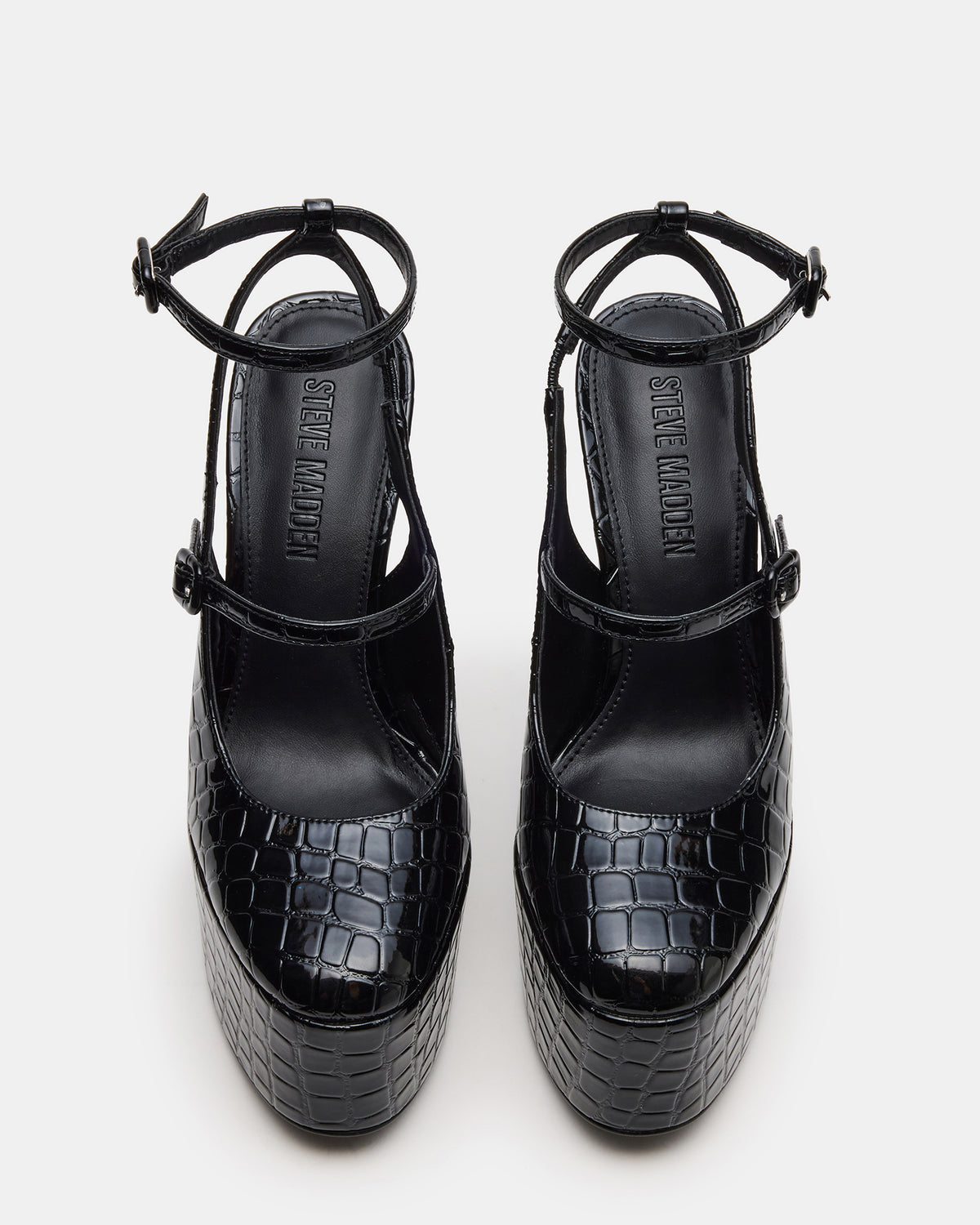 SCOTLYN Black Crocodile Women's Platform Block Heel | Steve Madden for Sale