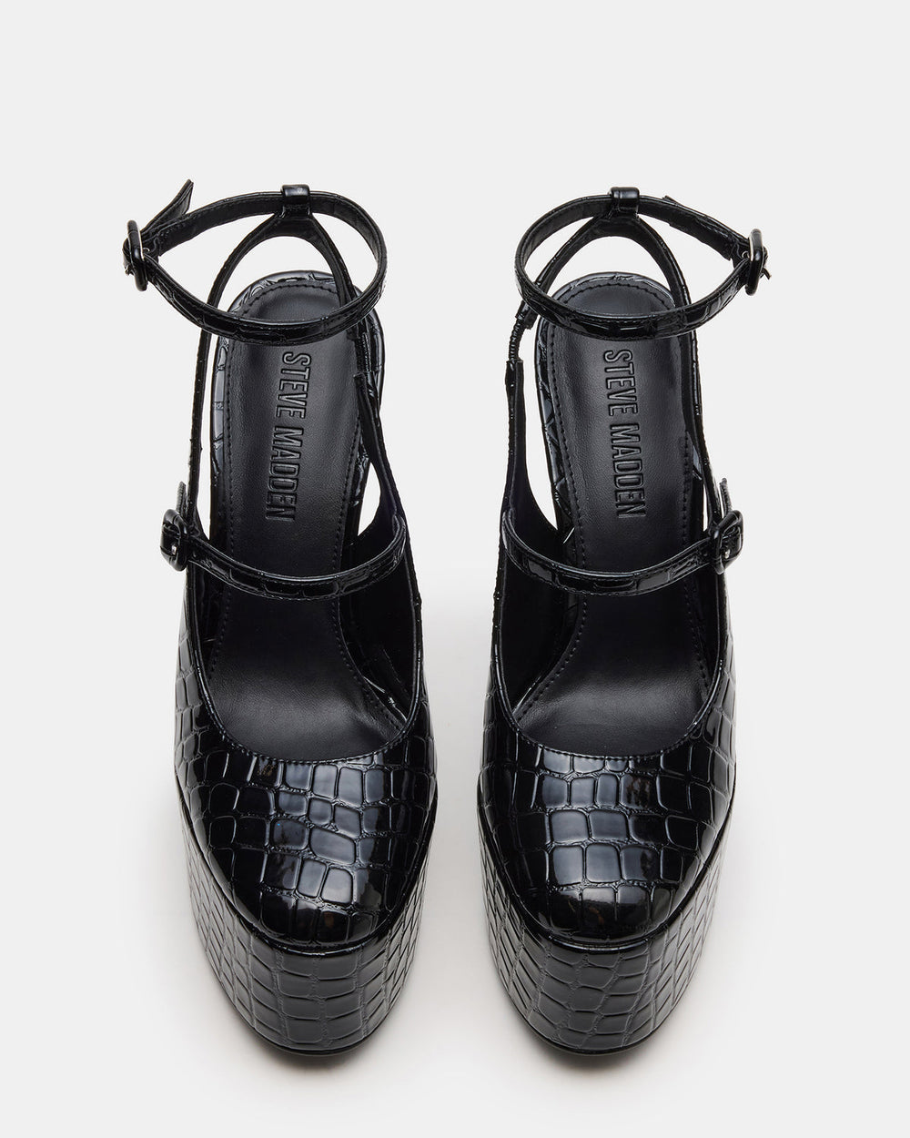 SCOTLYN Black Crocodile Women's Platform Block Heel | Steve Madden for Sale