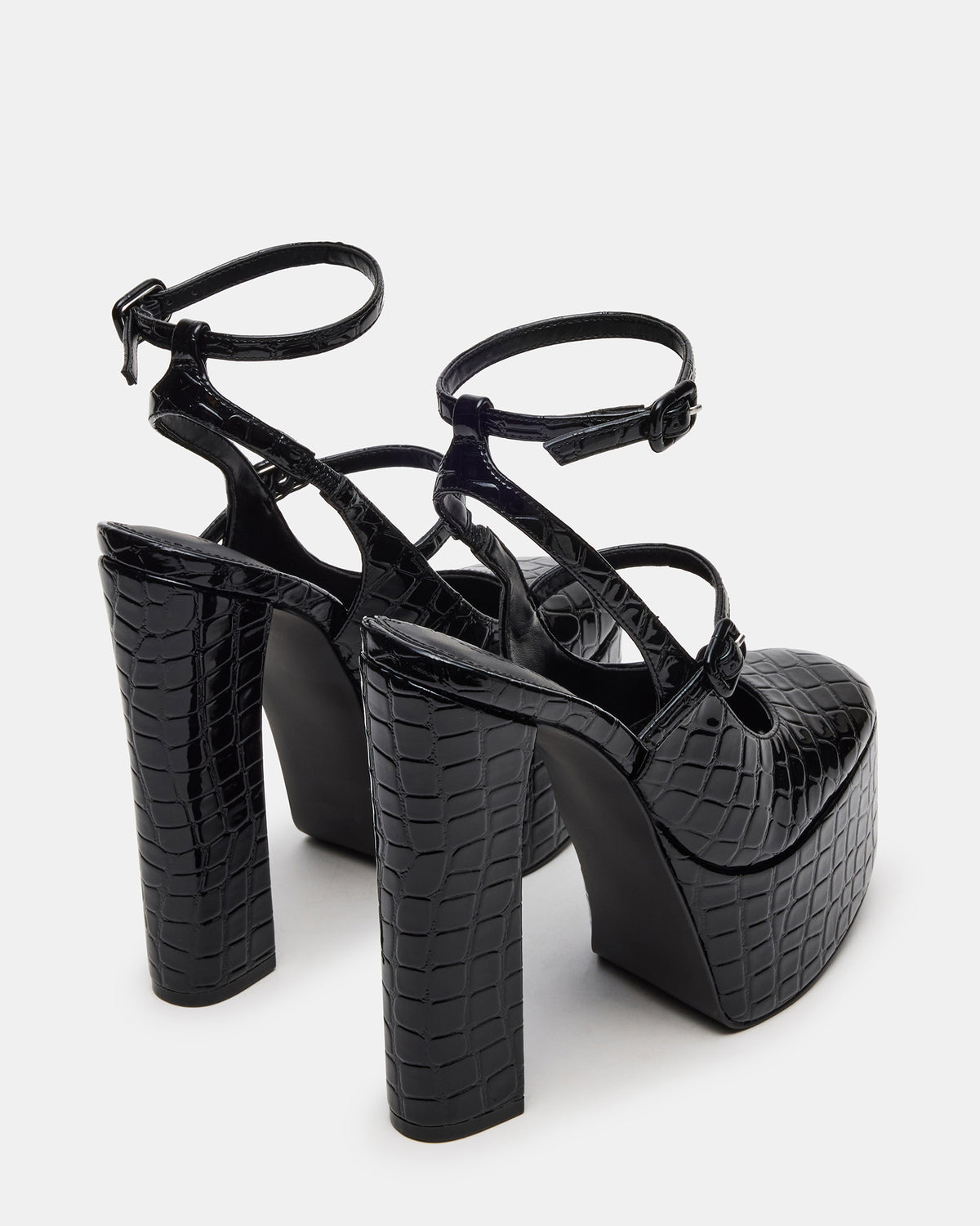 SCOTLYN Black Crocodile Women's Platform Block Heel | Steve Madden for Sale