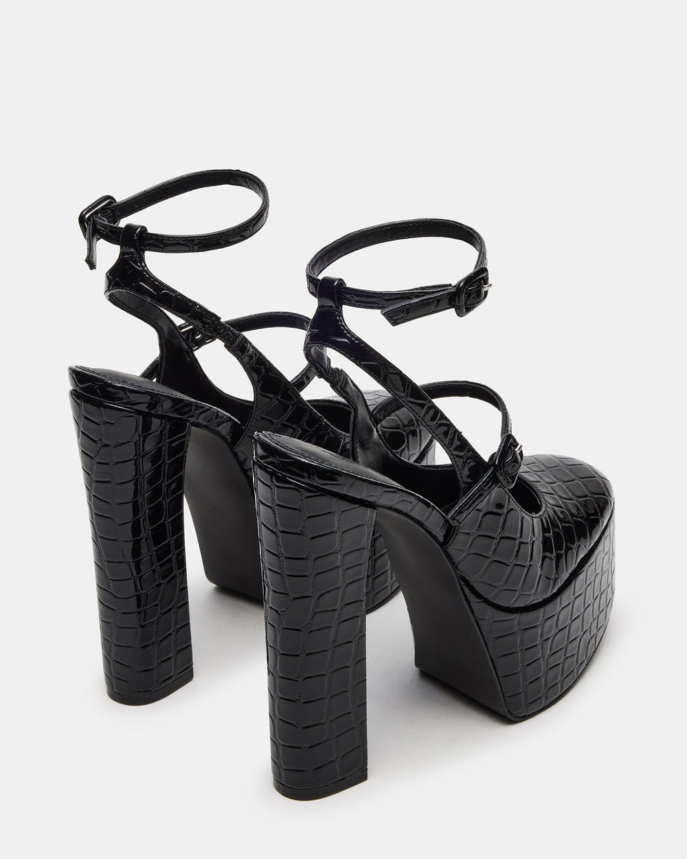 SCOTLYN Black Crocodile Women's Platform Block Heel | Steve Madden for Sale