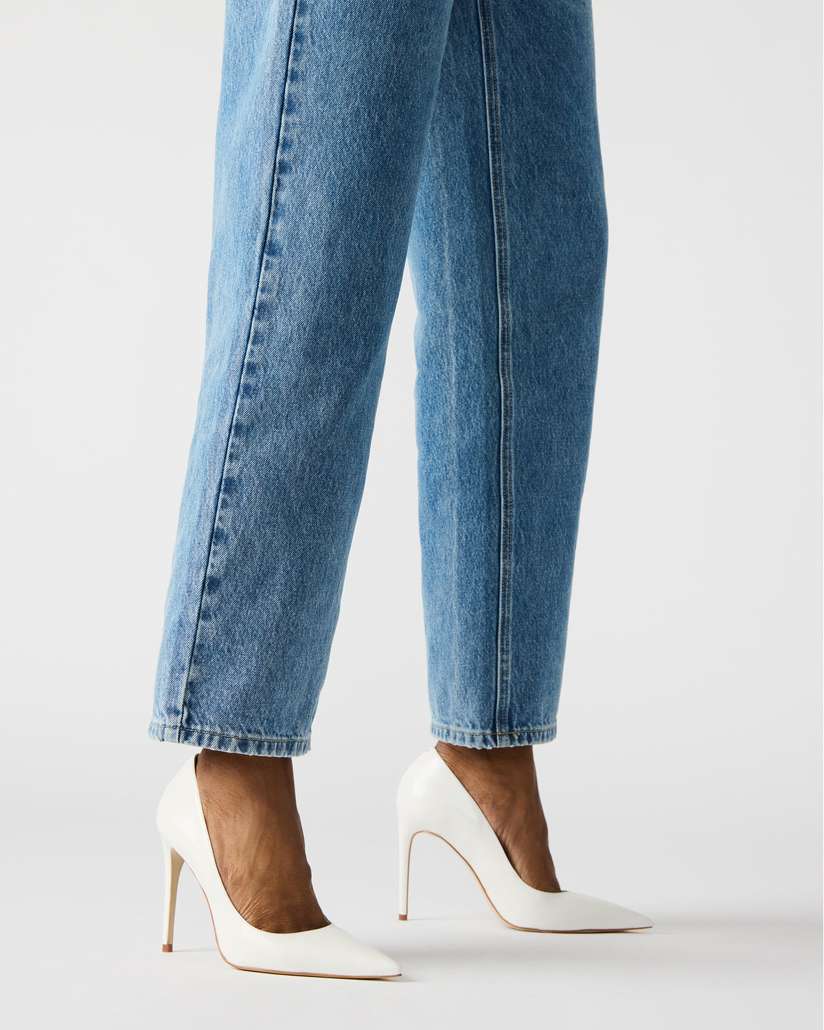 NOIR White Leather Pointed-Toe Stiletto Pump Women's Heels | Steve Madden on Sale