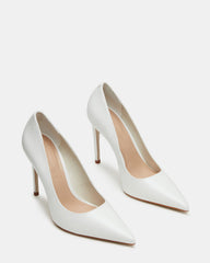 NOIR White Leather Pointed-Toe Stiletto Pump Women's Heels | Steve Madden on Sale