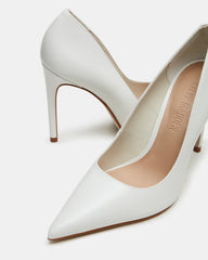 NOIR White Leather Pointed-Toe Stiletto Pump Women's Heels | Steve Madden on Sale