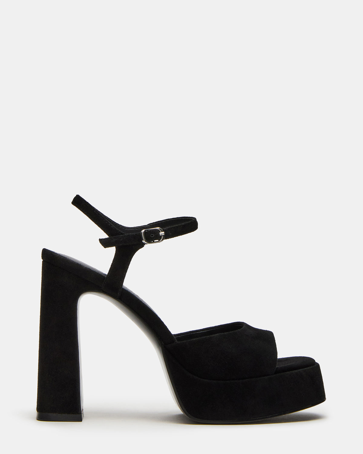LINADRA Black Suede Women's Platform Square-Toe Strappy Heel | Steve Madden discount