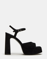 LINADRA Black Suede Women's Platform Square-Toe Strappy Heel | Steve Madden discount