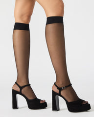 LINADRA Black Suede Women's Platform Square-Toe Strappy Heel | Steve Madden discount