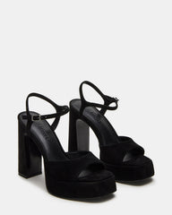 LINADRA Black Suede Women's Platform Square-Toe Strappy Heel | Steve Madden discount