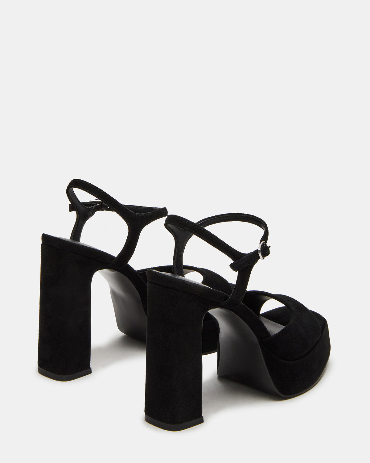 LINADRA Black Suede Women's Platform Square-Toe Strappy Heel | Steve Madden discount