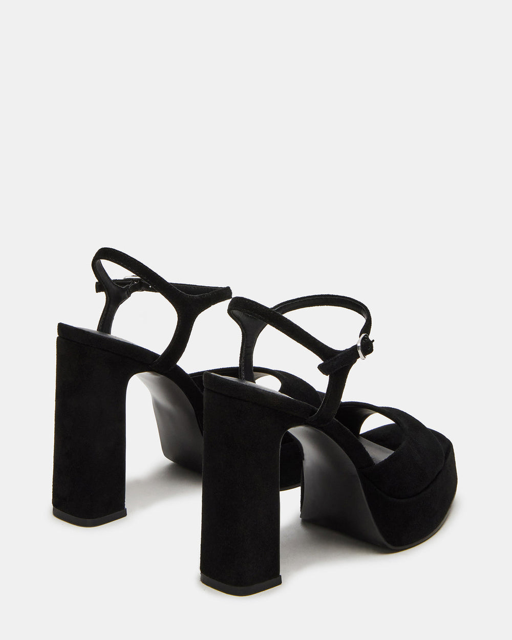 LINADRA Black Suede Women's Platform Square-Toe Strappy Heel | Steve Madden discount