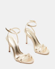 JYPSEY Gold Leather Strappy Stiletto Women's Heel | Steve Madden online