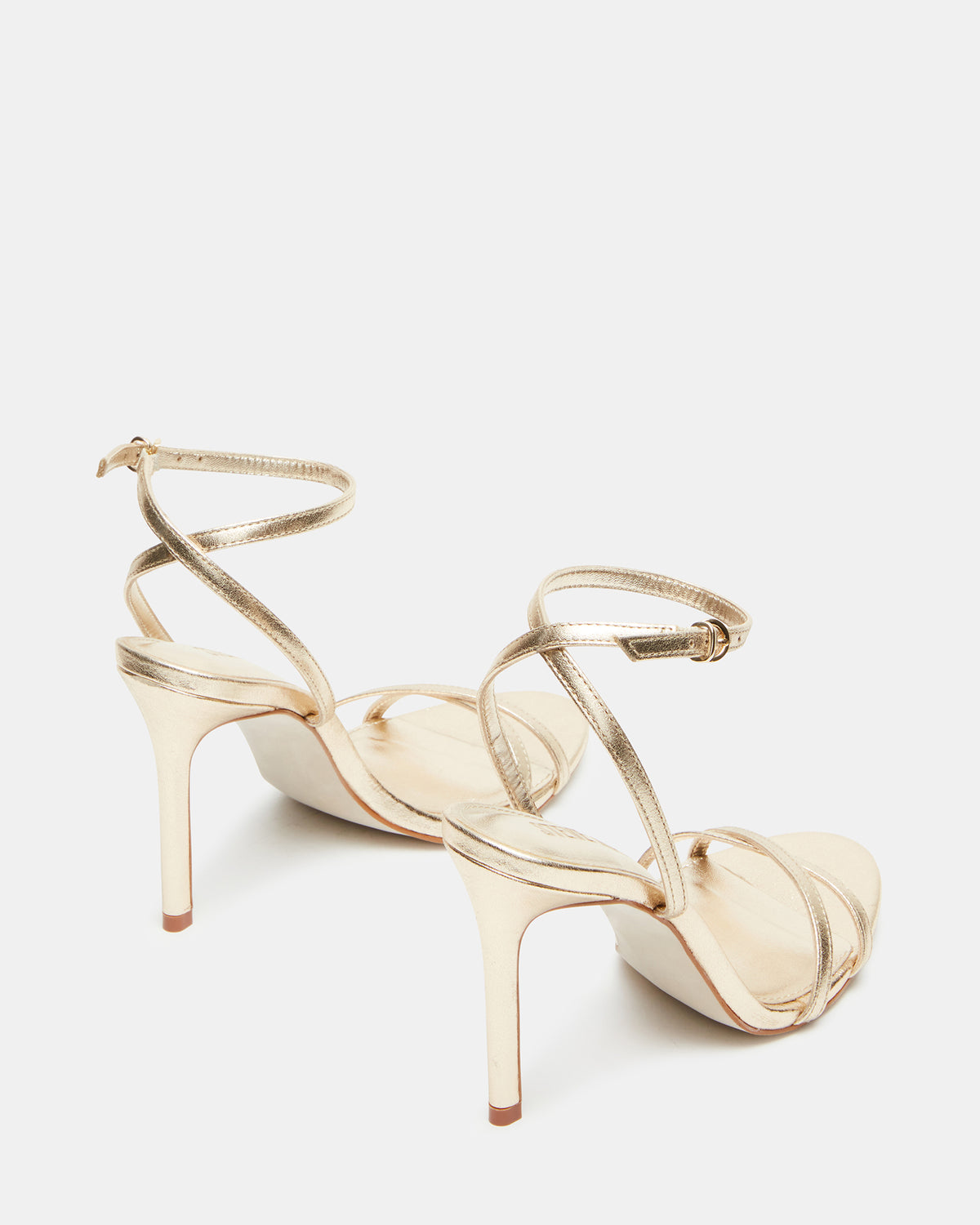 JYPSEY Gold Leather Strappy Stiletto Women's Heel | Steve Madden online