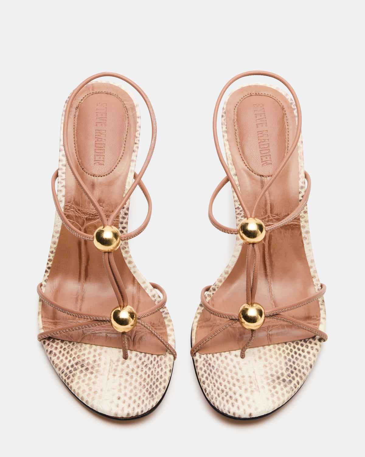 RAMOS Natural Snake Strappy Stiletto Women's Heel | Steve Madden US