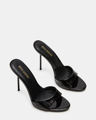 DAVINA Black Patent Rounded Open-Toe Mule Stiletto Women's Heel | Steve Madden outlet