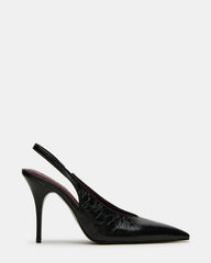 ANDROMEDA Black Leather Slingback Pointed-Toe Stiletto Pump Women's Heel | Steve Madden Sale