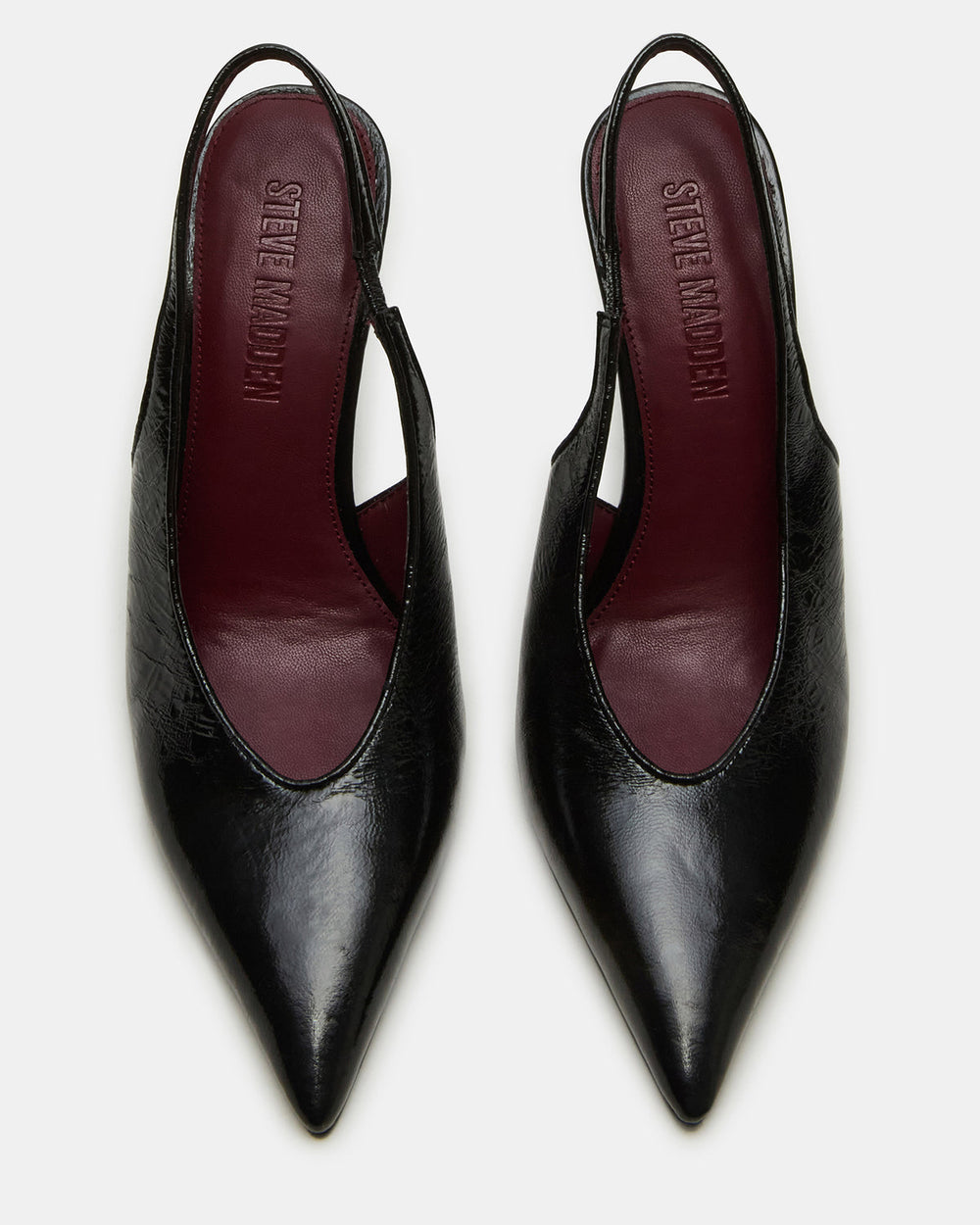 ANDROMEDA Black Leather Slingback Pointed-Toe Stiletto Pump Women's Heel | Steve Madden Sale