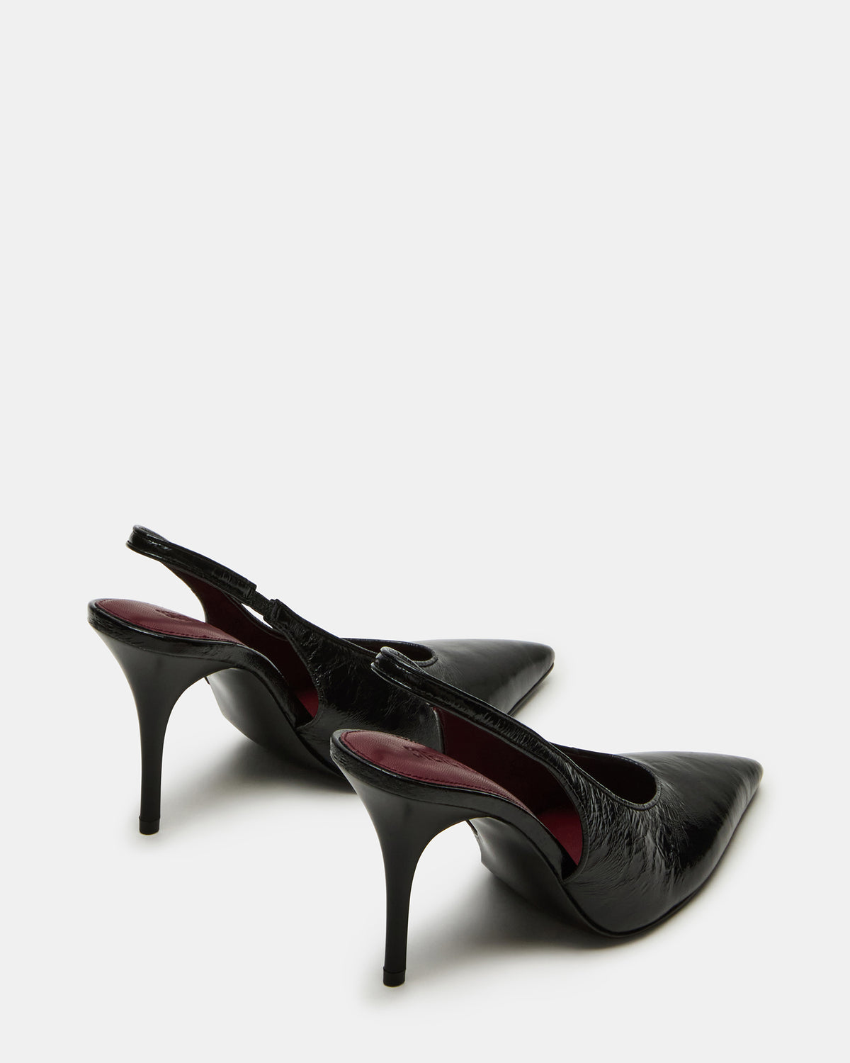 ANDROMEDA Black Leather Slingback Pointed-Toe Stiletto Pump Women's Heel | Steve Madden Sale