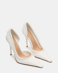 ELEGANT Pearl Ivory Mesh Ruched Pointed-Toe Stiletto Pump Women's Heel | Steve Madden near me