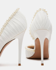 ELEGANT Pearl Ivory Mesh Ruched Pointed-Toe Stiletto Pump Women's Heel | Steve Madden near me