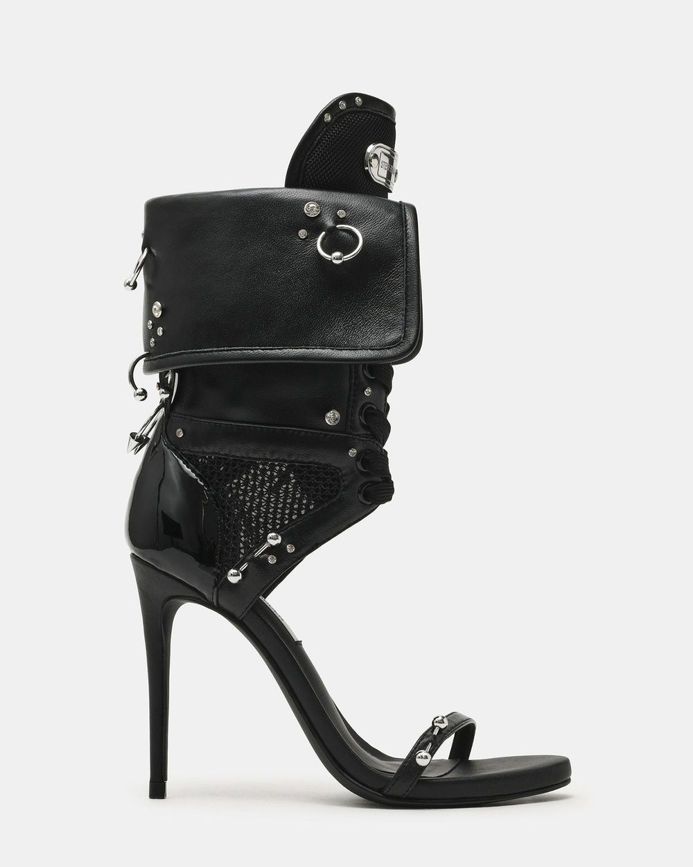 CASELLA Piercing Black Open-Toe Stiletto Lace-Up Women's Heel | Steve Madden online
