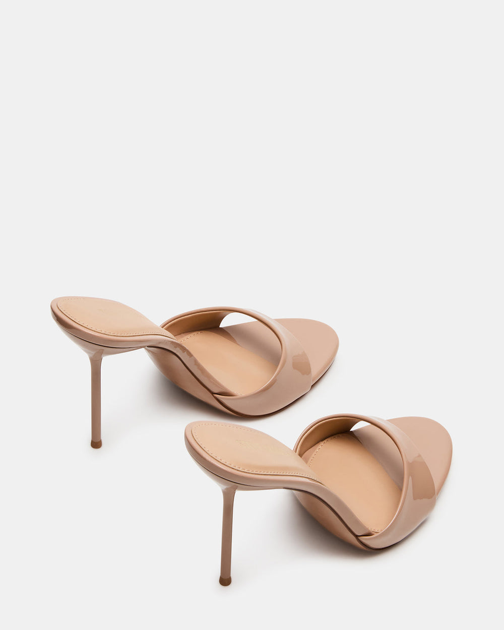 DAVINA Tan Patent Rounded Open-Toe Mule Stiletto Women's Heel | Steve Madden US