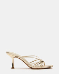 EDNA Champagne Leather Strappy Mule Women's Heel | Steve Madden outlet