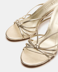 EDNA Champagne Leather Strappy Mule Women's Heel | Steve Madden outlet