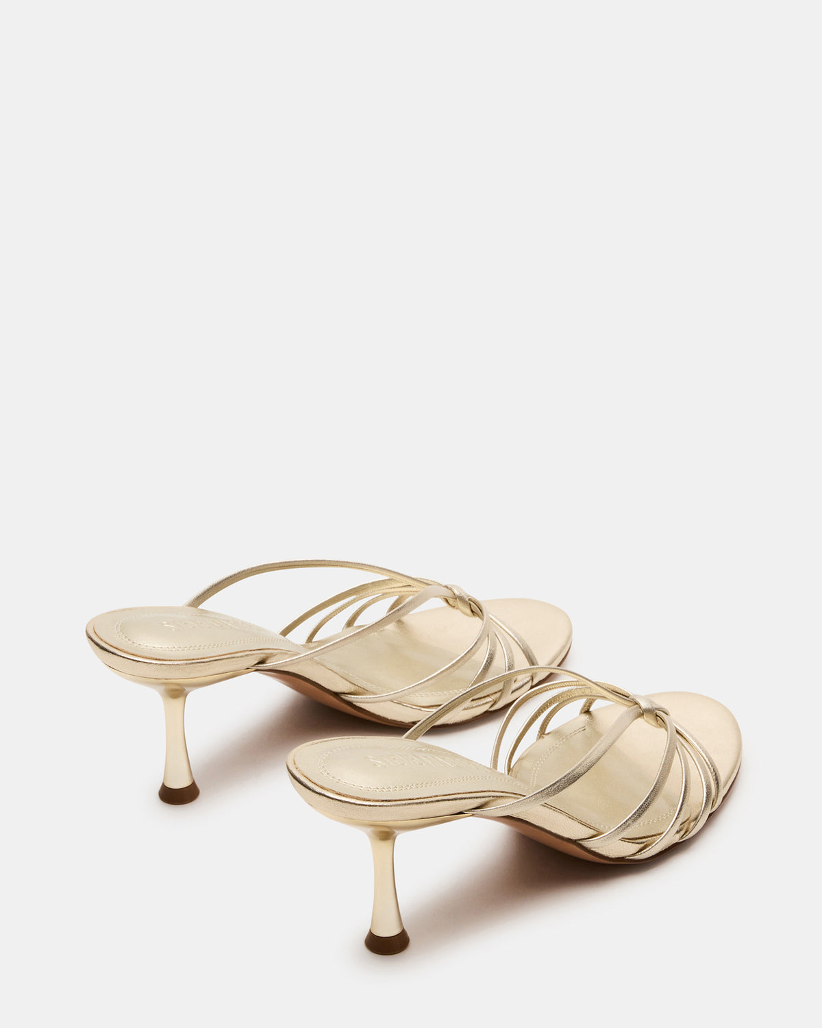 EDNA Champagne Leather Strappy Mule Women's Heel | Steve Madden outlet