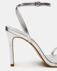 JYPSEY Silver Leather Strappy Stiletto Women's Heel | Steve Madden Sale