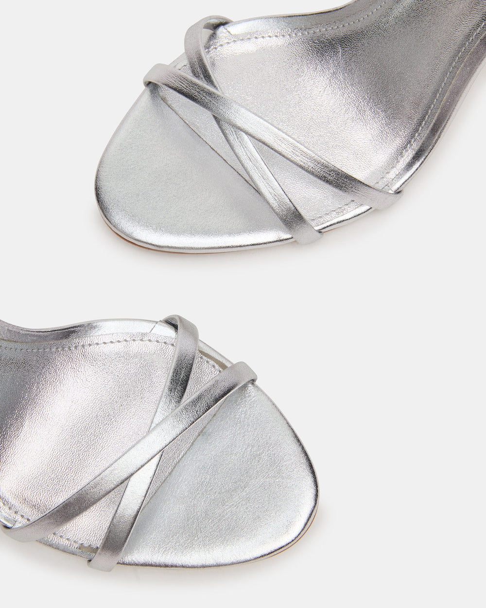 JYPSEY Silver Leather Strappy Stiletto Women's Heel | Steve Madden Sale