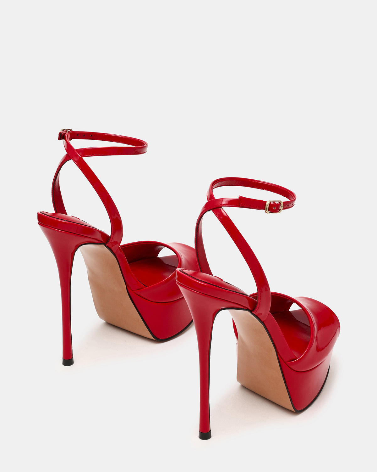 JEZZICA Red Patent Platform Stiletto Ankle Strap Women's Heel | Steve Madden online