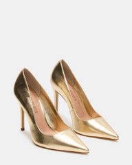 NOIR Gold Leather Pointed-Toe Stiletto Pump Women's Heels | Steve Madden outlet