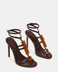 SHAYLEE Brown Stone Detail Strappy Stiletto Women's Heel | Steve Madden near me