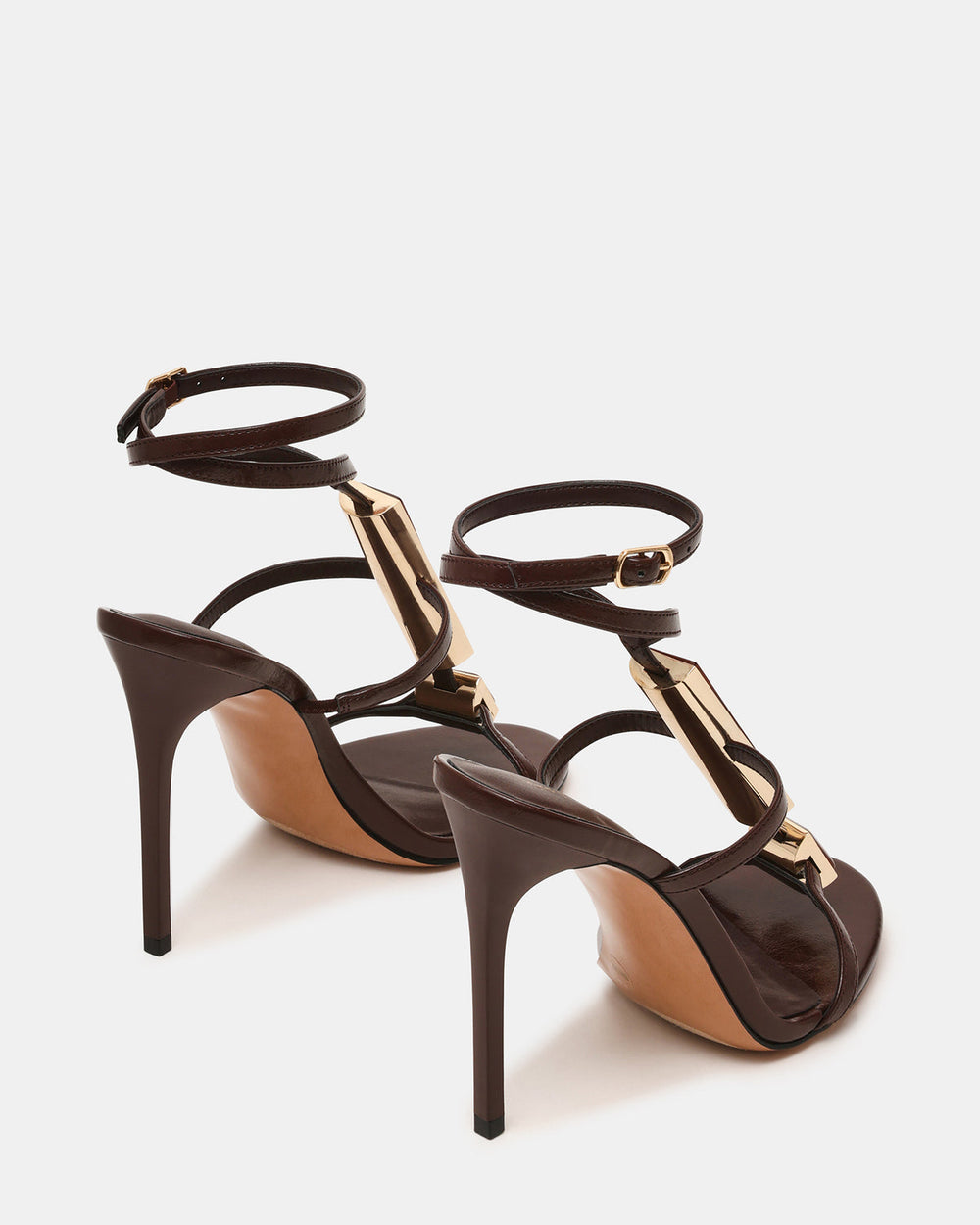 SHAYLEE Brown Stone Detail Strappy Stiletto Women's Heel | Steve Madden near me
