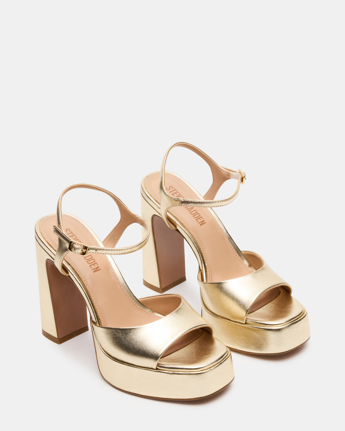 LIANDRA Champagne Women's Platform Square-Toe Strappy Heel | Steve Madden online