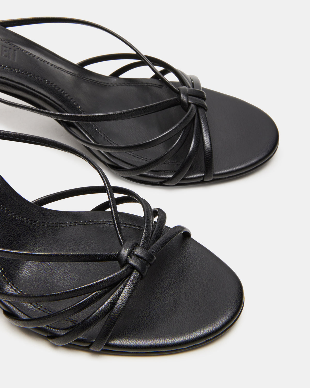EDNA Black Leather Strappy Mule Women's Heel | Steve Madden US