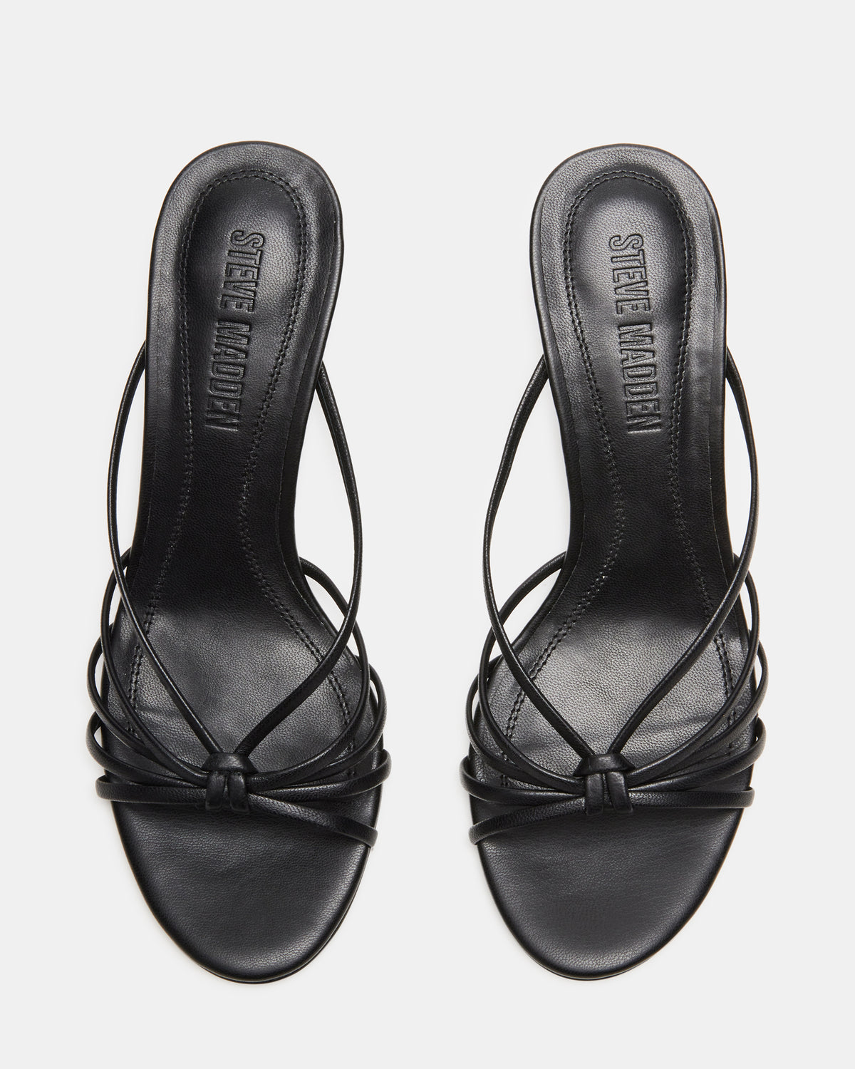 EDNA Black Leather Strappy Mule Women's Heel | Steve Madden US