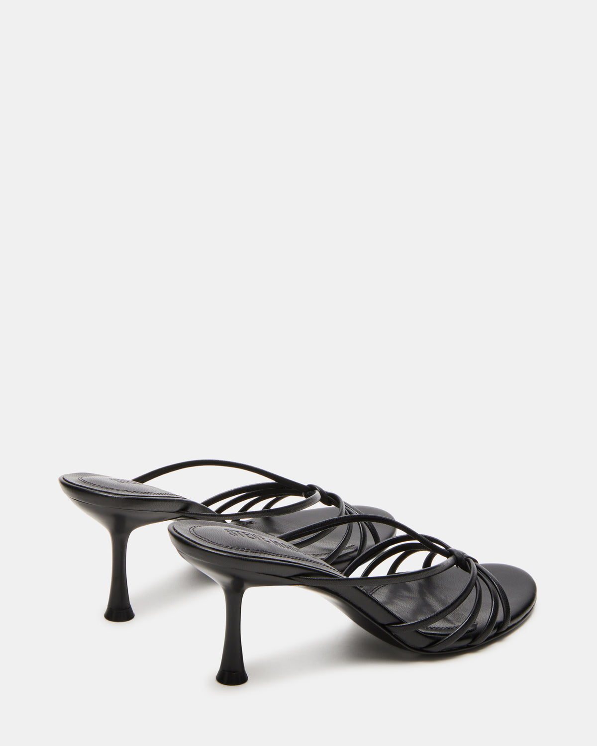 EDNA Black Leather Strappy Mule Women's Heel | Steve Madden US