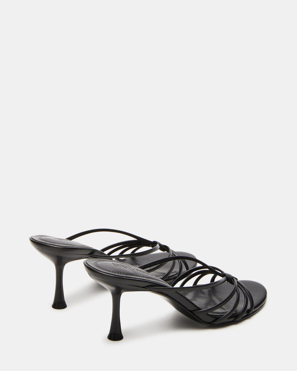 EDNA Black Leather Strappy Mule Women's Heel | Steve Madden US