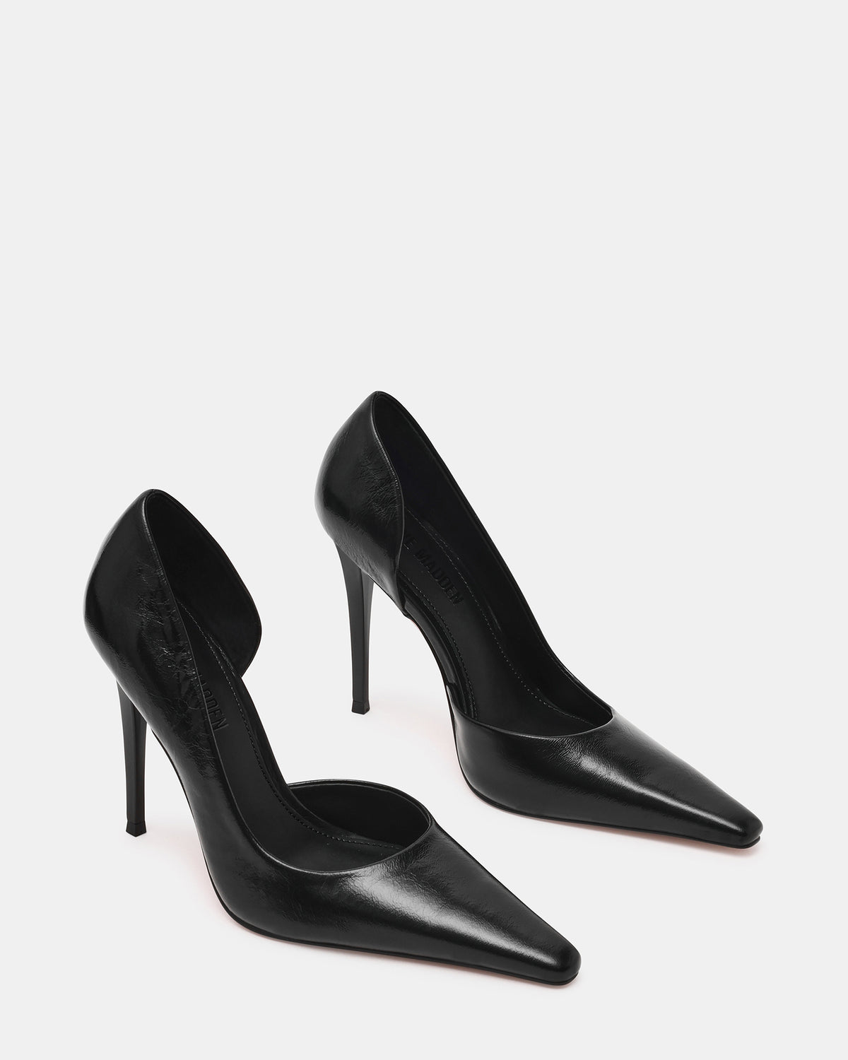 ELEGANT Black Leather Pointed-Toe Stiletto Pump Women's Heel | Steve Madden Sale