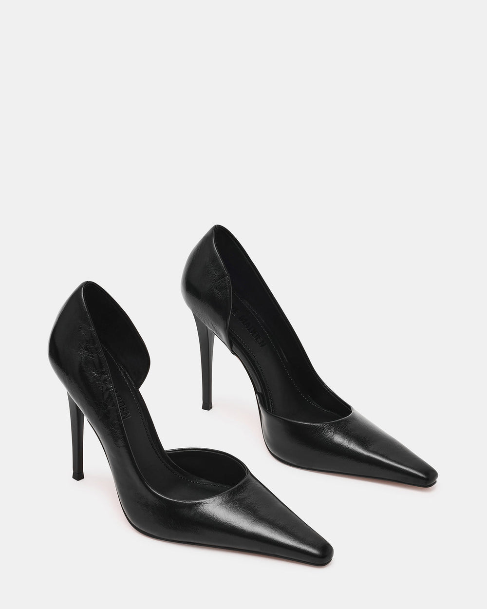 ELEGANT Black Leather Pointed-Toe Stiletto Pump Women's Heel | Steve Madden Sale