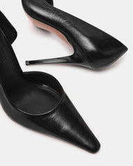 ELEGANT Black Leather Pointed-Toe Stiletto Pump Women's Heel | Steve Madden Sale