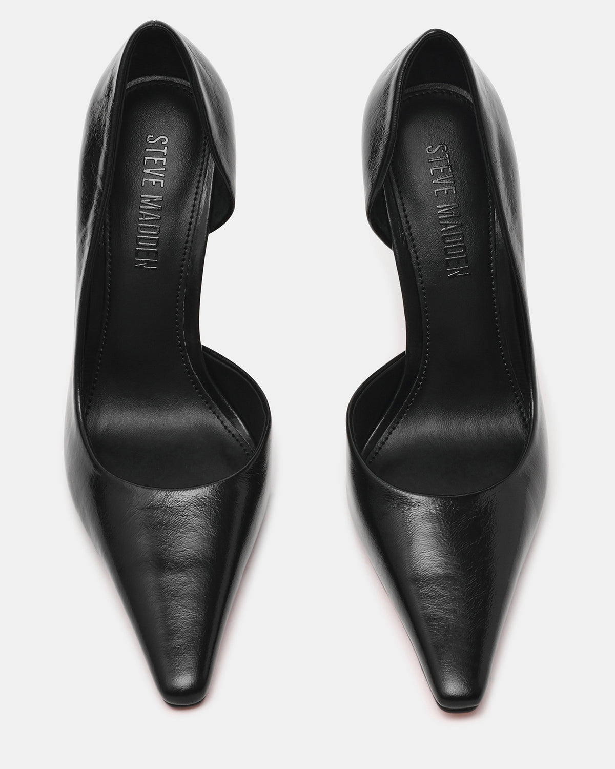 ELEGANT Black Leather Pointed-Toe Stiletto Pump Women's Heel | Steve Madden Sale