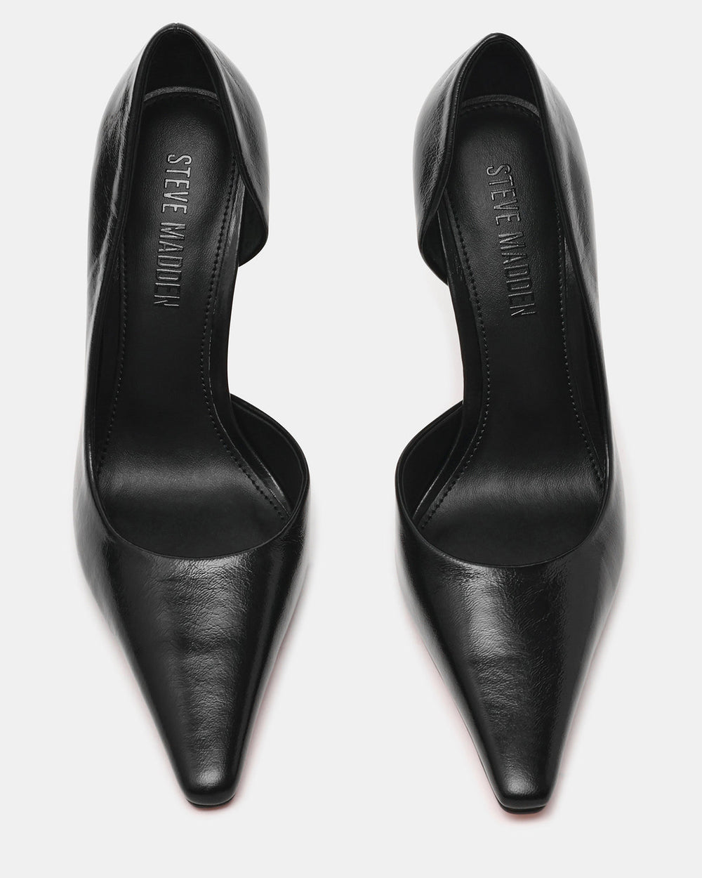 ELEGANT Black Leather Pointed-Toe Stiletto Pump Women's Heel | Steve Madden Sale