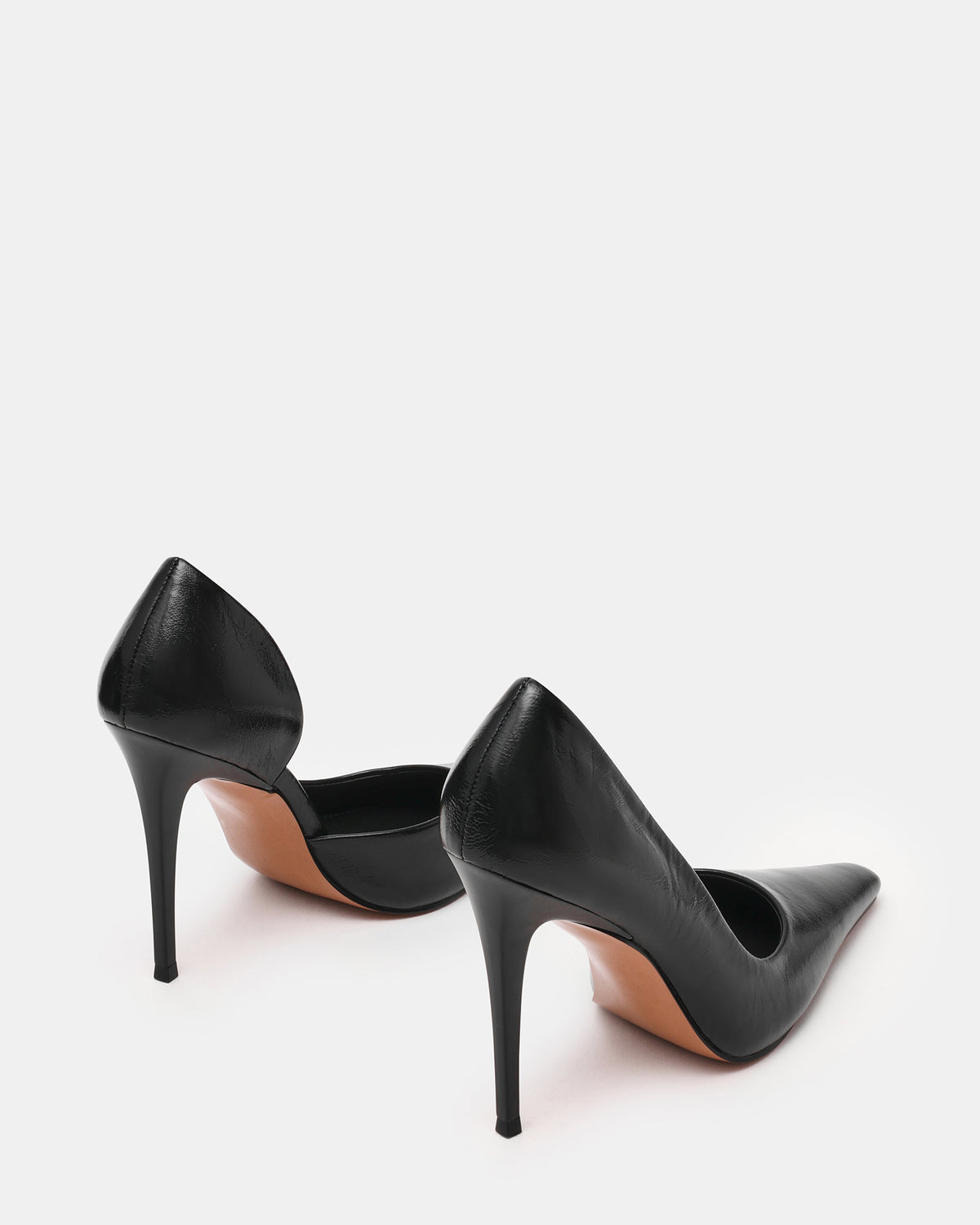 ELEGANT Black Leather Pointed-Toe Stiletto Pump Women's Heel | Steve Madden Sale