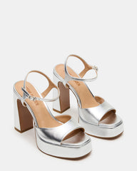 LIANDRA Silver Platform Square-Toe Strappy Women's Heel | Steve Madden for Sale